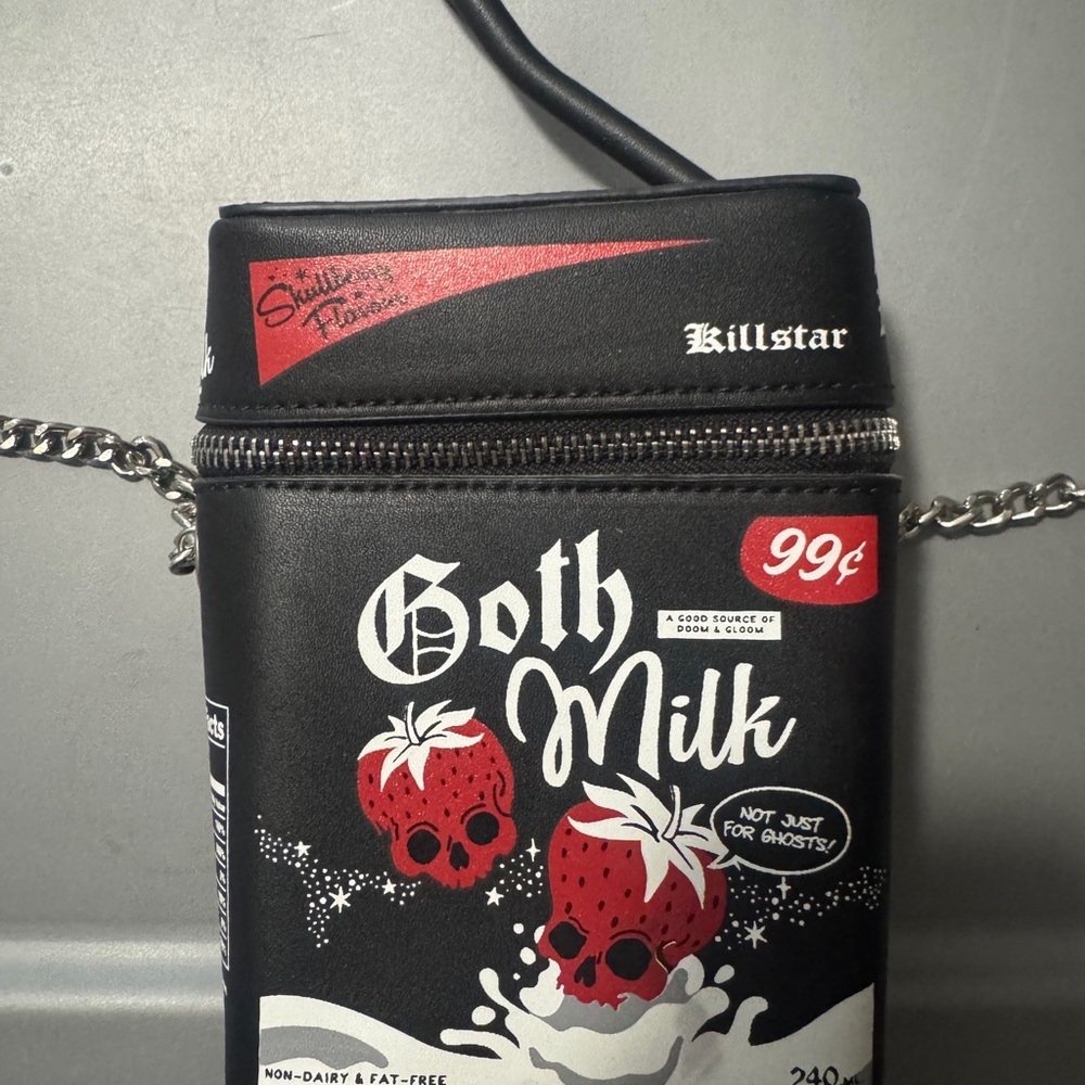 Killstar Black Goth Milk Crossbody Belt Bag with Red Accents
